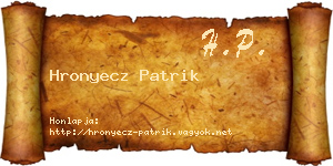 Hronyecz Patrik névjegykártya
